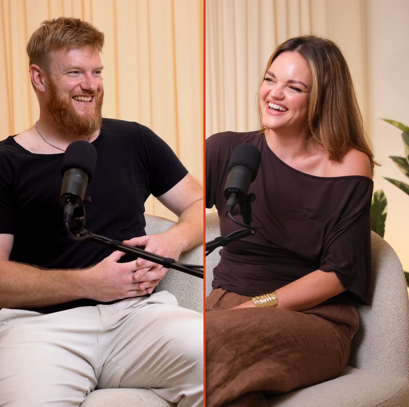 Henry and Kirsty recording the podcast